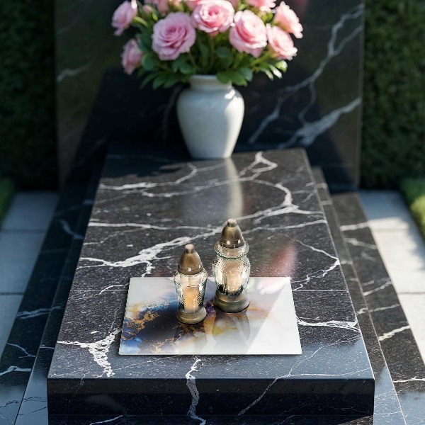 Grabkerze Untersetzer Abstraktion mit Blau