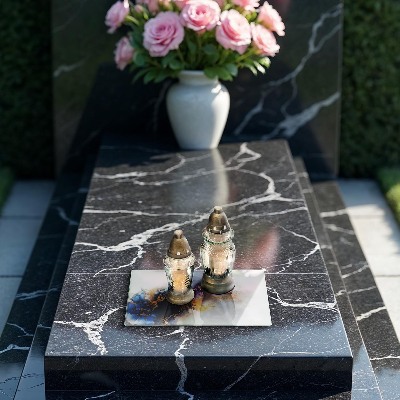 Grabkerze Untersetzer Abstraktion mit Blau