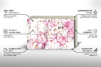 Glasunterlage für Grabkerzen Pfingstrosenstrauß