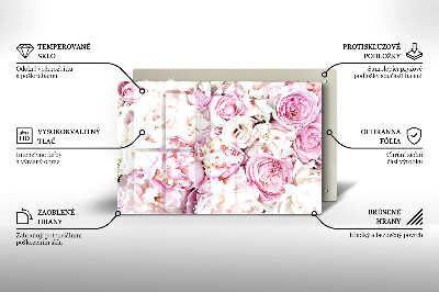 Glasunterlage für Grabkerzen Pfingstrosenstrauß