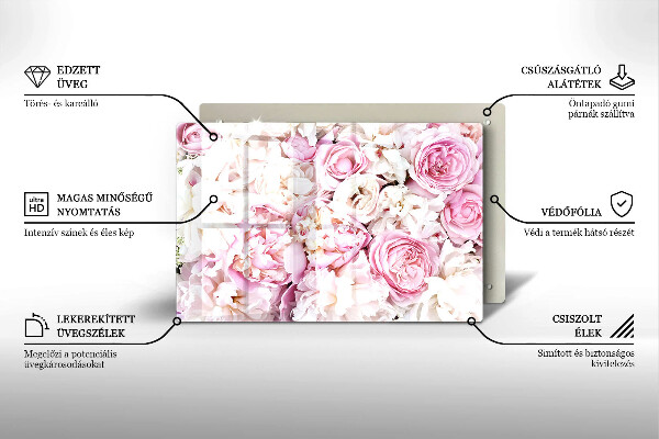 Glasunterlage für Grabkerzen Pfingstrosenstrauß