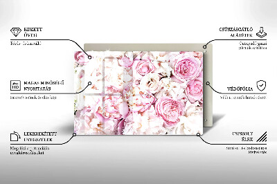 Glasunterlage für Grabkerzen Pfingstrosenstrauß