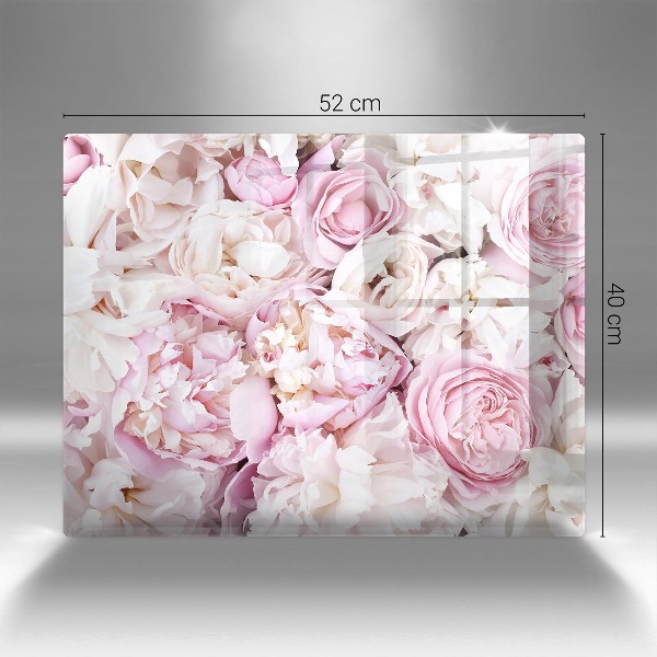 Glasunterlage für Grabkerzen Pfingstrosenstrauß