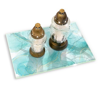 Grabkerze Untersetzer Blaue und goldene Abstraktion