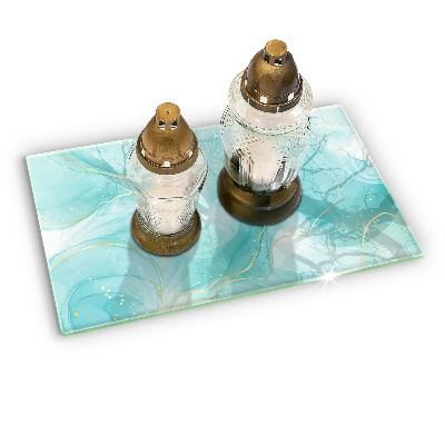 Grabkerze Untersetzer Blaue und goldene Abstraktion