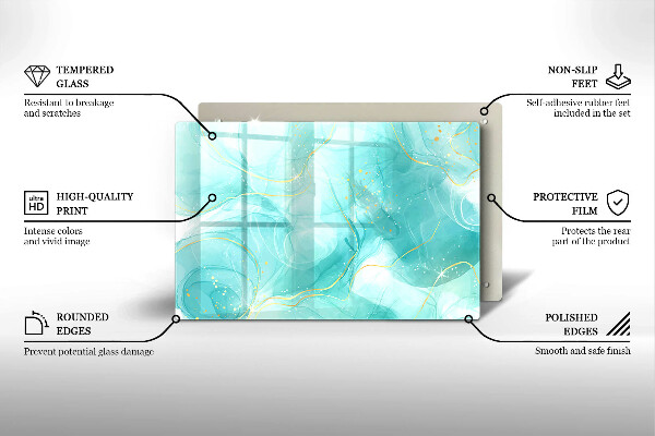 Grabkerze Untersetzer Blaue und goldene Abstraktion