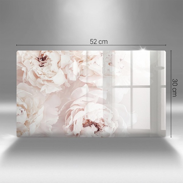 Glasunterlage für Grabkerzen Pastellfarbene Pfingstrosen