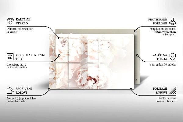 Glasunterlage für Grabkerzen Pastellfarbene Pfingstrosen