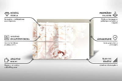 Glasunterlage für Grabkerzen Pastellfarbene Pfingstrosen
