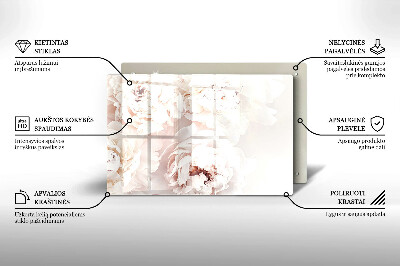 Glasunterlage für Grabkerzen Pastellfarbene Pfingstrosen