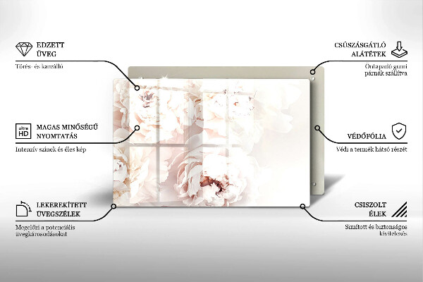 Glasunterlage für Grabkerzen Pastellfarbene Pfingstrosen