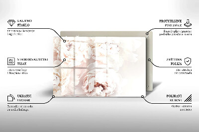 Glasunterlage für Grabkerzen Pastellfarbene Pfingstrosen