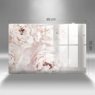 Glasunterlage für Grabkerzen Pastellfarbene Pfingstrosen