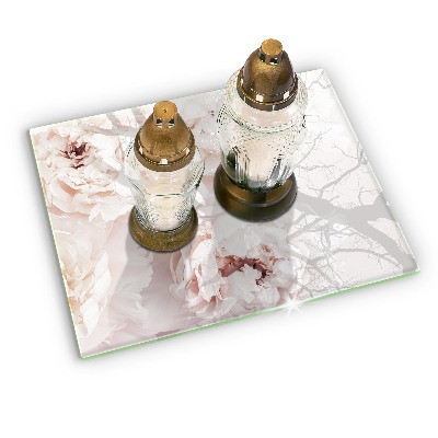 Glasunterlage für Grabkerzen Pastellfarbene Pfingstrosen