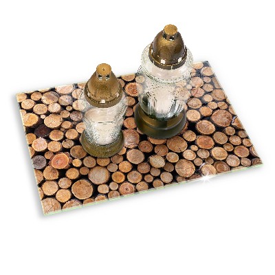 Glasunterlage für Grabkerzen Baumstämme