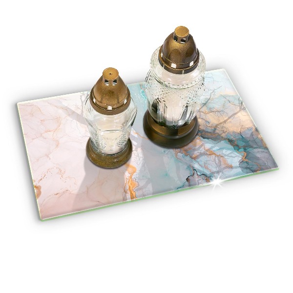 Glasunterlage für Grabkerzen Abstrakter Marmor