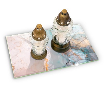 Glasunterlage für Grabkerzen Abstrakter Marmor