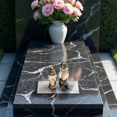 Glasunterlage für Grabkerzen Abstrakter Marmor