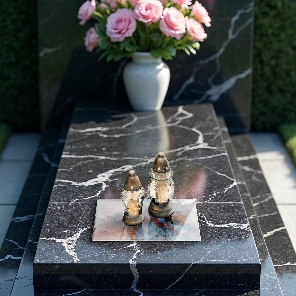 Glasunterlage für Grabkerzen Abstrakter Marmor