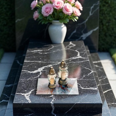 Glasunterlage für Grabkerzen Abstrakter Marmor