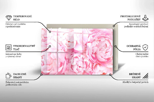 Glasunterlage für Grabkerzen Zarte Pfingstrosen