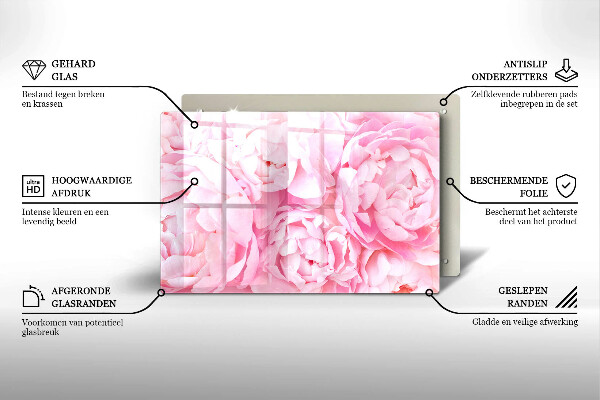 Glasunterlage für Grabkerzen Zarte Pfingstrosen