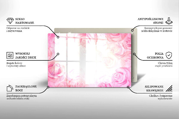 Glasunterlage für Grabkerzen Hintergrund mit zarten Rosen