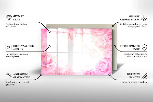 Glasunterlage für Grabkerzen Hintergrund mit zarten Rosen