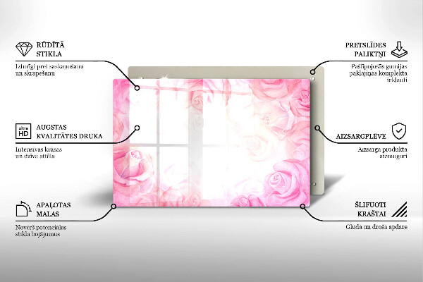 Glasunterlage für Grabkerzen Hintergrund mit zarten Rosen