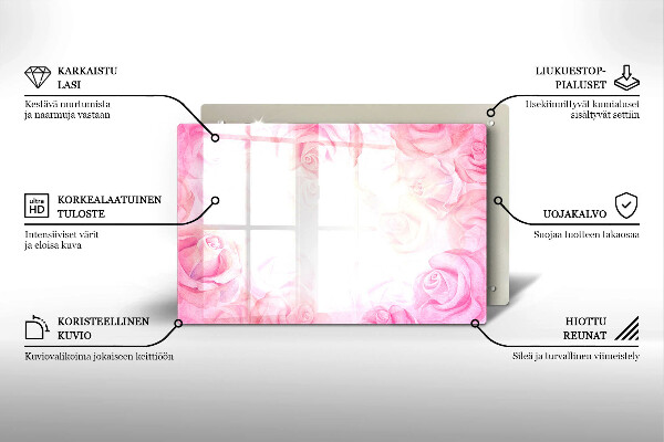 Glasunterlage für Grabkerzen Hintergrund mit zarten Rosen