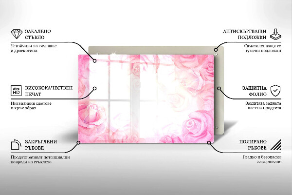 Glasunterlage für Grabkerzen Hintergrund mit zarten Rosen