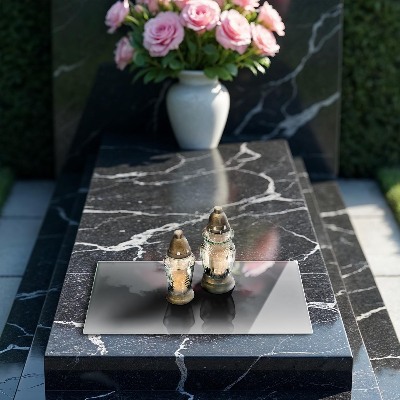 Glasunterlage für Grabkerzen Grau