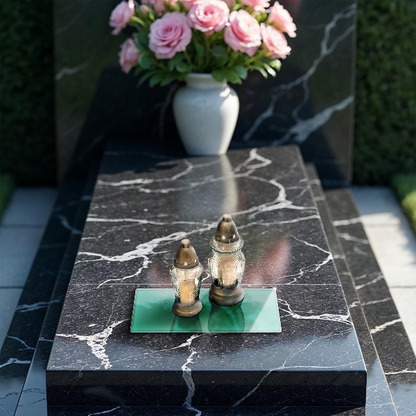 Glasunterlage für Grabkerzen Grüne Farbe