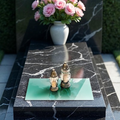 Glasunterlage für Grabkerzen Grüne Farbe