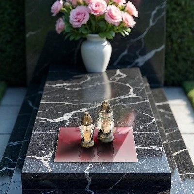 Glasunterlage für Grabkerzen Rote Farbe