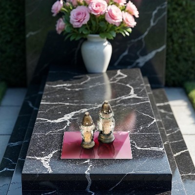 Glasunterlage für Grabkerzen Rosa Farbe