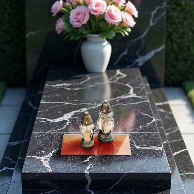 Glasunterlage für Grabkerzen Orange Farbe