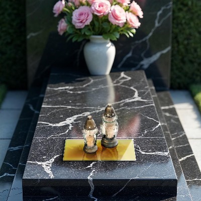 Glasunterlage für Grabkerzen Gelbe Farbe