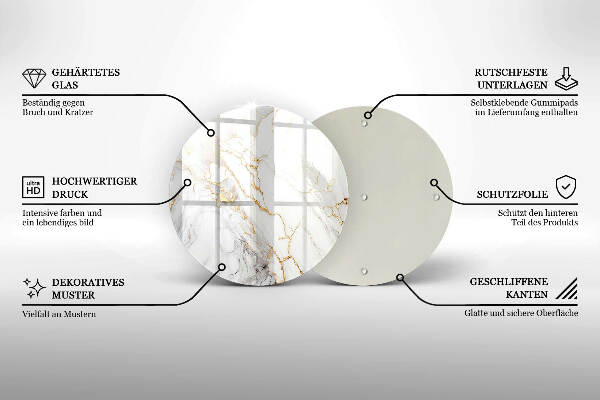 Grabkerzen Unterlage Heller Marmor mit Gold