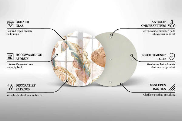 Grabkerzen Unterlage Boho-Federn und Blätter