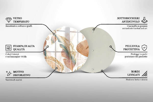 Grabkerzen Unterlage Boho-Federn und Blätter