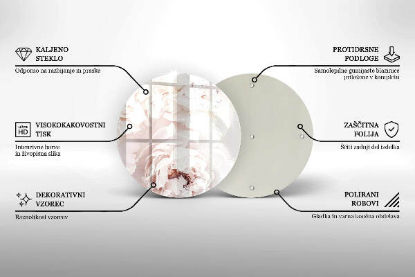 Unterlage für Kerzen Pastellfarbene Pfingstrosen