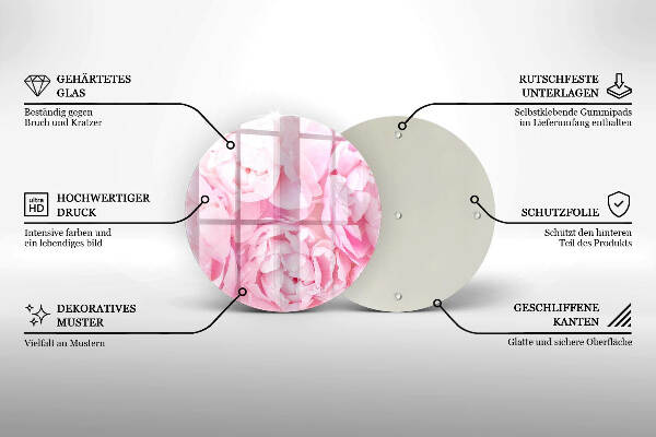 Unterlage für Kerzen Zarte Pfingstrosen