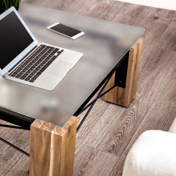 Quadratische Tischplatte aus Glas Halbtransparente