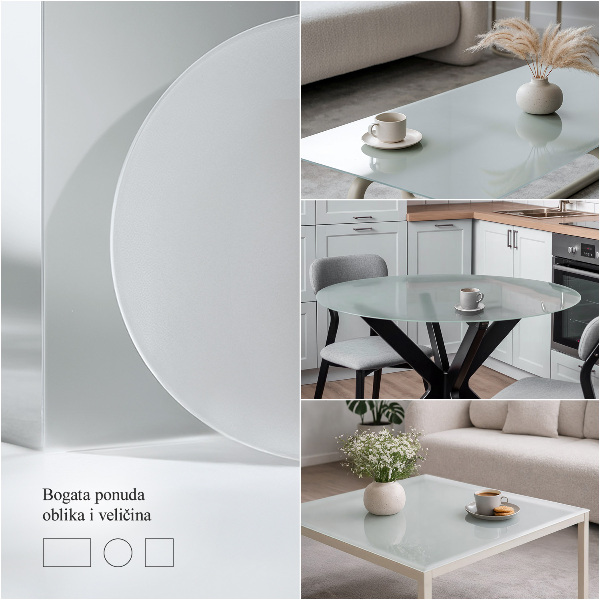 Quadratische Tischplatte aus Glas Halbtransparente