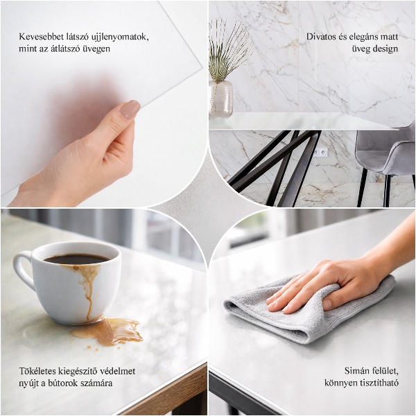 Quadratische Tischplatte aus Glas Halbtransparente