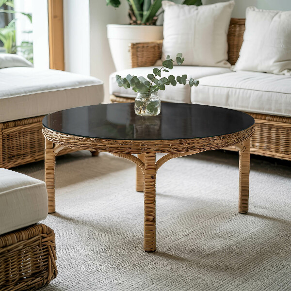 Runde tischplatte Farbe Schwarz, glatt