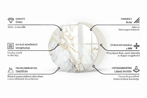 Glastischplatte Marmormuster mit Adern