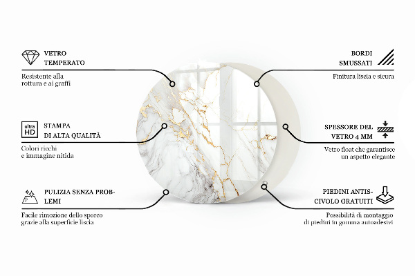 Glastischplatte Marmormuster mit Adern