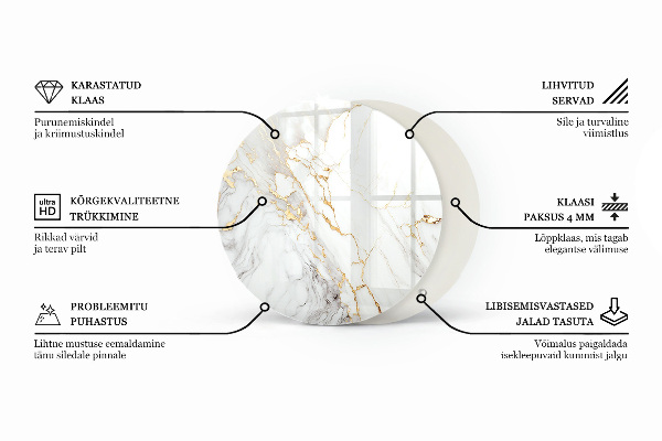Runde tischplatte Muster aus Naturmarmor